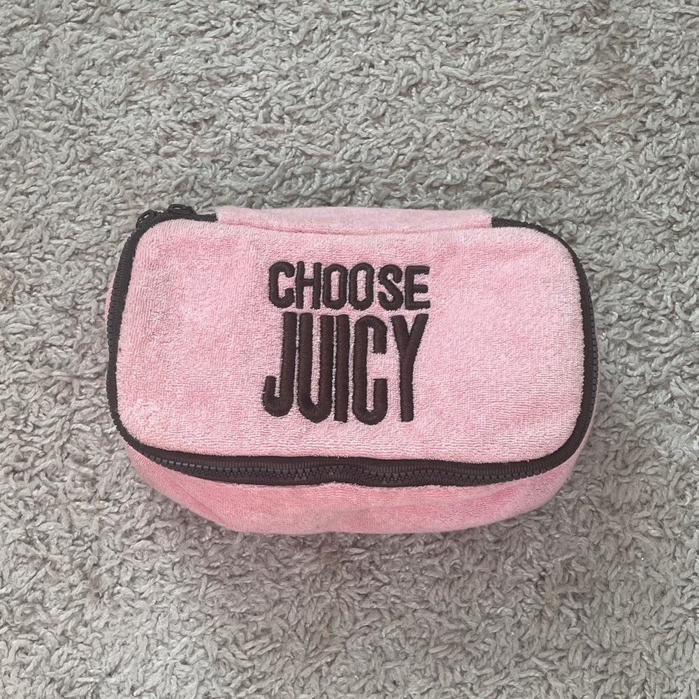 Juicy Couture Pink Pouch with Black Embroidery